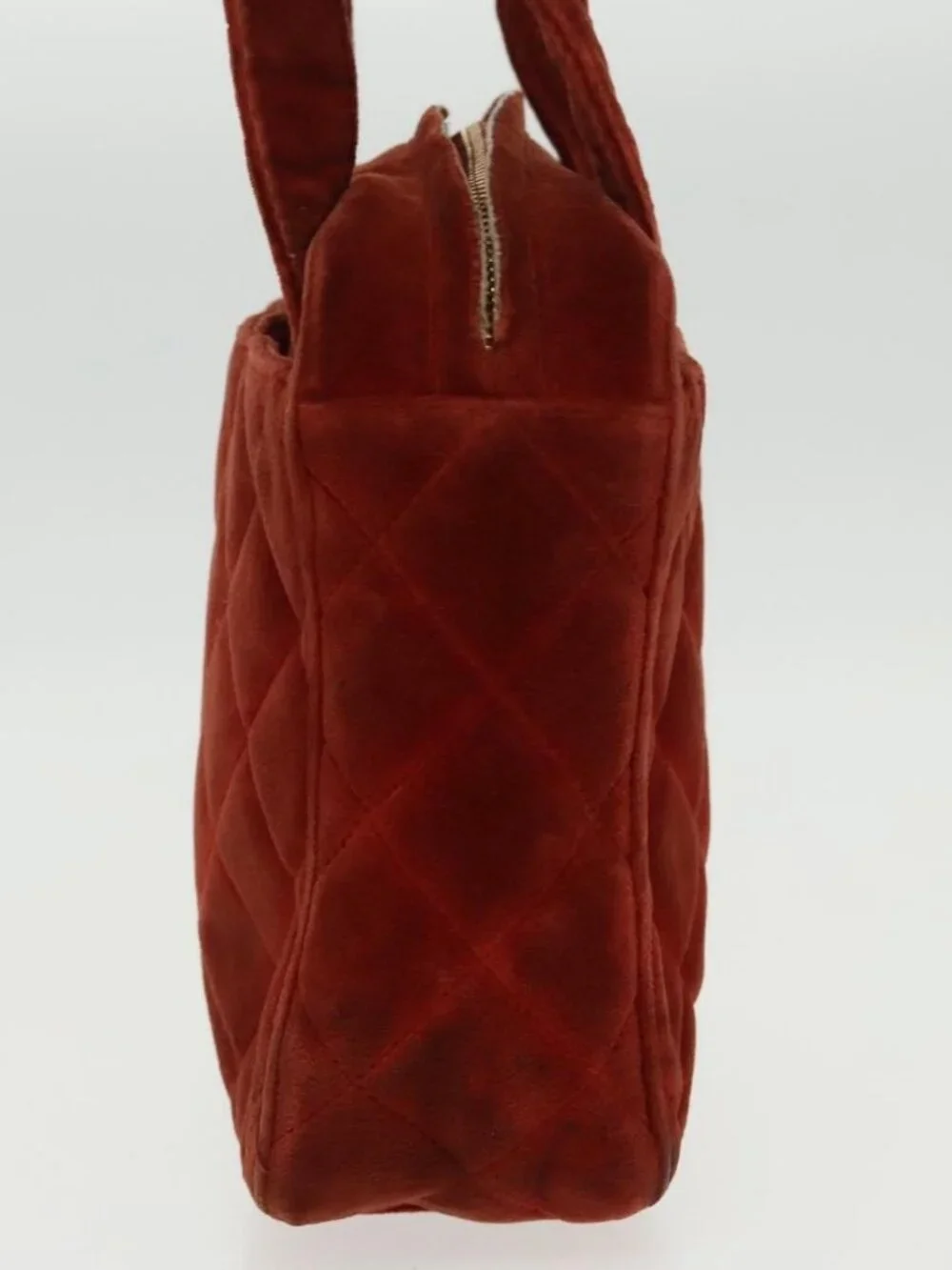 CHANEL Matelasse Hand Bag Velor Orange Gold CC Auth bs19395